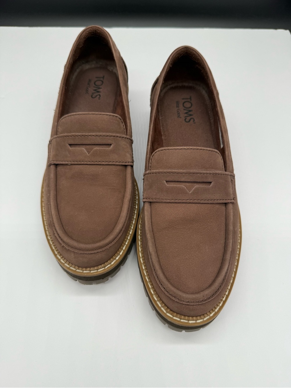 Toms Brown Nubuck Loafers with Lug Sole - Picture 4 of 9
